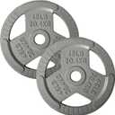 Fitvids Cast Iron 2-Inch Olympic Weight Plate for Strength Training & Weightlifting, 5LB Pair