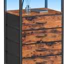 Furnulem Night Stand with Charging Station and Led Light, 4 Drawer Dresser for Bedroom, Small Nightstand Bedside Table, Fabric Bins, Metal Frame, Wood Shelf, Side Furniture(Rustic Brown)