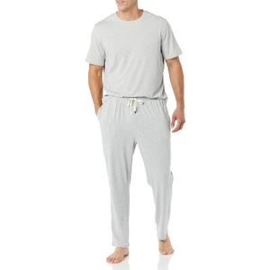 Amazon Essentials Men's Cotton Modal T-Shirt and Full-Length Bottom Pajama Set (Large)