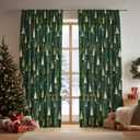 Horaldaily Christmas Sheer Valance Curtains for Living Room and Bedroom, Xmas Tree Star Foil Print Green Curtains, Holiday Window Drapes Decorations, 52" W x 14" L, Set of 2 Curtain Panels