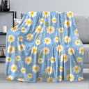 Fresh Daisy Flowers Throw Blanket Lightweight Classic Daisy Flannel Throw Soft Comfy Plush Blanket for Sofa Office Traveling Camping Home (Fresh Daisy,50x60in)