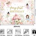Fairy First Birthday Backdrop 7x5ft for Girls Magical Princess Fairy Party Butterfly Mushroom House Floral Theme Spring Magic Forest Photography Background