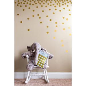 Posh Dots Metallic Gold Circle Wall Decal Stickers for Festive Baby Nursery Kids Room Trendy Cute Fun (200 Decals) Vinyl Removable Round Polka Dot Decor Safe for Wall Paint Confetti