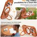 360° Spin Magnetic Stand for iPhone 17 Pro Glitter Case 6.3", Cosmic Orange