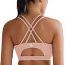 RUNNING GIRL Sports Bras for Women,Padded Sports Bra Tank Top Sexy Crisscross Back High Impact Longline Workout Yoga Bra (Pink, L)
