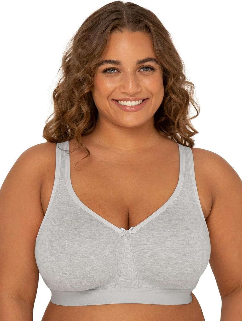 Fruit of the Loom Women's Fit for Me Collection: Plus-Size Wireless Bra - Soft Cotton Comfort & Support (46DD)