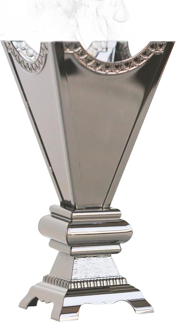 Incense Burner Bakhoor Burner Set Frankincense Burner Charcoal Thickened Material Incense Holder for Spiritual Décor Metal Incense Censer for Yoga Spa Meditation(Nickle)