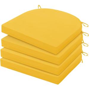 HARBOREST Outdoor Chair Cushions Set of 4, Water Resistant Patio Chair Cushions with Ties, Outdoor Seat Cushions for Patio Furniture, 17"x16"x2", Yellow