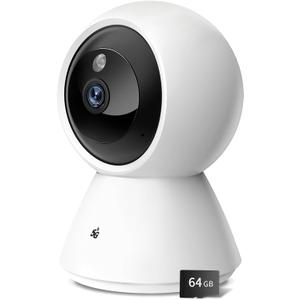 BJR Indoor Security Camera 2K HD, 360 Pan/Tilt Pet Camera with Dual-Band WiFi (5G & 2.4G), Motion Tracking, Color Night Vision, 2-Way Talk, Free 64GB SD Card Included for Home/Baby Monitor