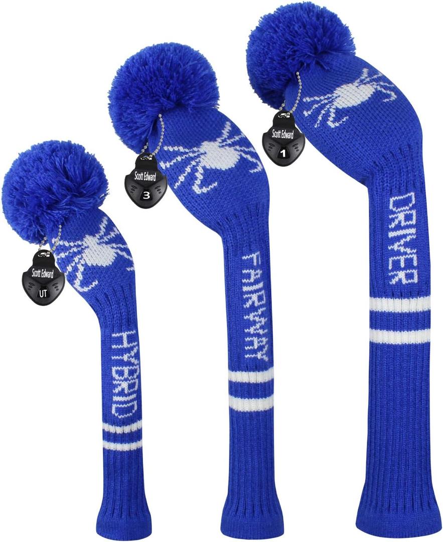 Scott Edward Golf Headcovers for Woods Set of 3 Fits Well Driver(460cc) Fairway Wood and Hybrid(UT),Beautiful and Interesting Patterns