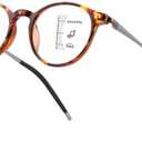 Exquisite Round Ultralight Progressive Multi focus Reading Glasses Women Men Durable Blue Light Blocking Anti Eye Strain/UV Multifocal Readers Spring Hinge Mid-Near Range 3ft,Top is Not 02.0 Tortoise