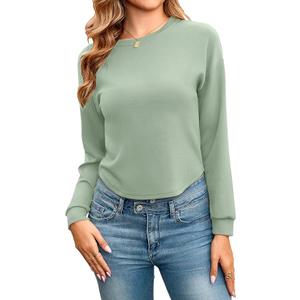 Totatuit Women Cute Long Sleeve Crop Tops Casual Crewneck Cropped Sweatshirts Boxy Fall Tshirts Atheltic Workout Tee, XL