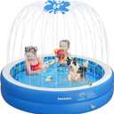 Inflatable Pool for Kid, Non-Slip Sprinkler Splash Pad for Backyard, Thickened PVC Kiddie Pool for Indoor Outdoor, Chew Proof Blow up Pond Small Swimming Pool for Toddler Dog Bathtub (Blue 64x12.2 in) (Round Xl-64x12'')
