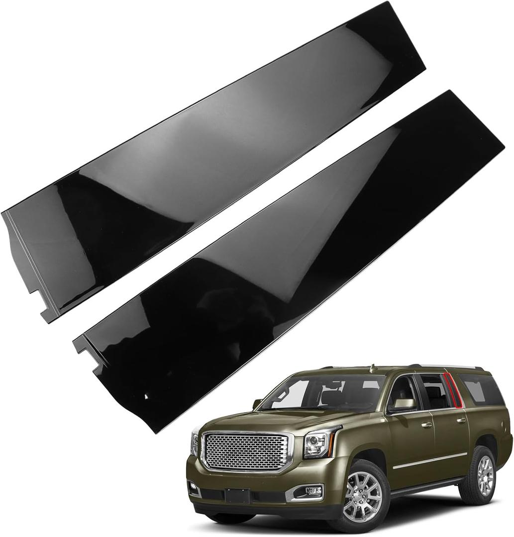 Pair Door Applique Rear Left and Right Rearward for Chevrolet Suburban 3500 HD for Cadillac Escalade ESV for GMC Yukon XL 2015-2018 Gloss Black Window Trim Molding Panel Replaces 926-247 926-248