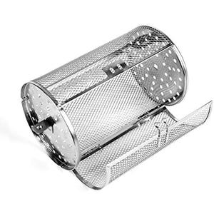 Falytemow 12 x 18 cm Stainless Steel Rotisserie Grill Roaster Drum Oven Basket Oven Roast Baking Rotary for Peanut Dried Nut Coffee Beans BBQ