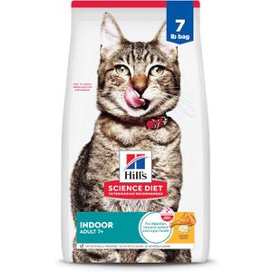 Hill's Science Diet Adult 7+ Indoor Dry Cat Food, Chicken, 7 lb. Bag (EXP 12/20/27)