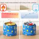 11.8 oz Thermo for Hot Food, Soup Thermo Stainless Steel, Hot Food Container with Fold-up Spoon, Flip Open Lid School Insulated Food Jar, Keep Hot & Cold for Work, Blue-Astronauts