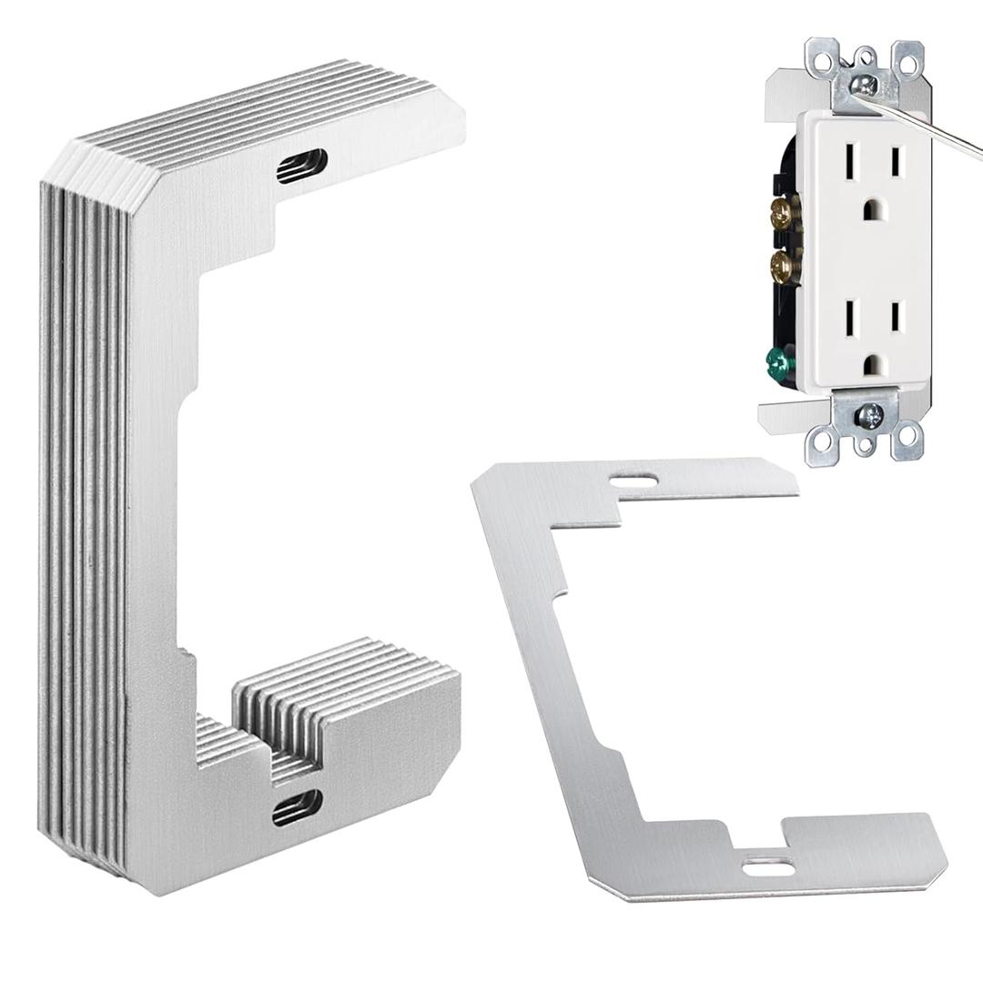 10 Pcs Wall Plate Spacer, Metal Electrical Outlet Spacers for Electrical Boxes, Flush Fit Device Level Plate for Fixing & Repair Walls Outlet