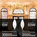 comzler LED Candelabra Bulb, Ceiling Fan Light Bulbs, E12 LED Bulb, 5 Watt 60 Watt Equivalent, Soft White 2700K LED Chandelier Light Bulbs, Candle Bulb Small Base Non-Dimmable, 6 Pack