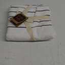 Sticky Toffee Fabric Shower Curtain, 72 x 72 Inch, White and Gray Woven Striped Bathroom Curtain, Farmhouse Boho Style