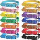 Puppy Collars for Litter - 14 Color Adjustable ID Collar Identification Leather Small Dog Collars for Puppy Medium Large Breed Dogs - Neck 6~13 Inches (S(Neck:6''~13''))