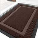 OLANLY Front Door Mat Indoor Outdoor Entrance, Waterproof All-Season, All-Weather Doormat, Sturdy Natural Rubber, Fade Resistant, Low Profile, Easy Clean Patio Porch Entryway Mat, 35x23, Dark Brown