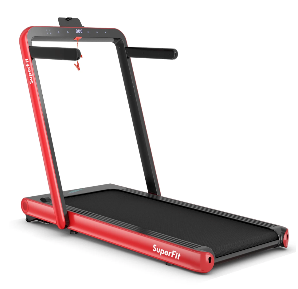 SuperFit 4.75HP 2 In 1 Folding Treadmill W/Remote APP Control Red
