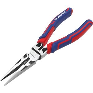 WORKPRO Premium 6 Needle Nose Pliers, Paper Clamp Precision, Heavy-Duty CRV Steel, Soft Grip with Wire Cutter, Long Nose Cutting Pliers