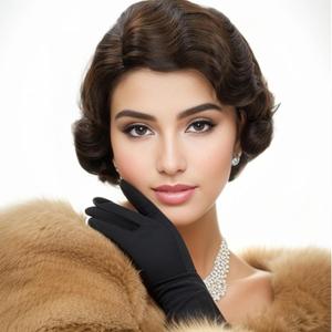 1920s Wig for Women Short Finger Wave Party Wigs Natural Synthetic Hair Full Wigs Halloween Retro Cosplay Party Daily Costume Flapper Wig (Dark Brown)