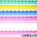 DoubleFill 4 Pack Mahjong Tile Rack & Pusher Set, Acrylic All-in-one Holders, Magnetic Mahjong Racks for Organizing Tiles, Easy to Use for Home Game Nights(Scalloped Edge,Colorful)