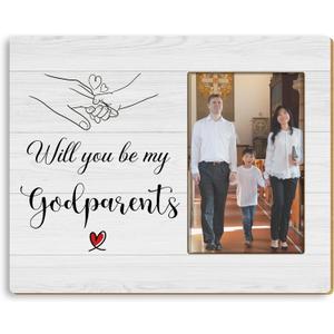 Godparents Proposal Gifts 4x6 Picture Frame, Godparent Gifts for Baptism from Godchild, Will You Be My Godparents Picture Photo Frames for Desk Tabletop Wall Decoration