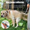 Dog Poop Catcher, Portable and Foldable Dog Poop Cleaning Tool, Pooper Scooper, Stainless Steel Telescopic Rod, Washable Sticky Soft Rubber Frame, Suitable for Dogs of All Body Types