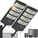 Solar Lights Outdoor Waterproof - Super Bright Solar Street Lights Outdoor Dusk to Dawn with Motion Sensor and Remote Control, Wide Angle Commercial LED Street Light IP67 Waterproof 2 Packs