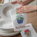 Chinoiserie Blue and White Christmas Tree Towels - Set of 2, Kitchen and Bathroom Hand Towels - Coquette Red Blue Decorations