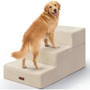 Dog Stairs for Large Dogs 18" H, Extra Wide Pet Steps for Couches & Beds | Aodisman Extra Wide 20" Steps with Deep Treads Provide Stable, Comfortable Climbing Support for Large, Senior Dogs,Beige