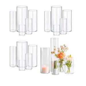 15pcs Cylinder Vases for Centerpieces Small Flower Glass Vases Clear Vase Home Decor Centerpiece Table Flower Vase Decorations for Wedding Decoration＆Holiday Mixed Sizes Tall