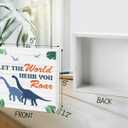 Rustic Dinosaur Wooden Block Sign, Decorative Sign for Boys' Room, Office, Home, Gift Idea, 5" x 5"
