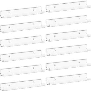 Lifewit Floating Shelves for Vinyl Record, 12 Pack 12" Clear Acrylic Wall Shelf Room Decor for Book/Photo/Picture/Makeup Display in Bedroom, Living Room, Bathroom Storage and Organization