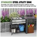 30x18 Inch Stainless Steel Utility Sink-Freestanding Laundry Sink Practicality With Accessories Stainless Functional Faucet,Soap Dispenser, SS Sink Grid For Laundry,Garage,Outdoor Kitchen,Garden