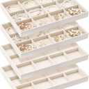 4 Pcs Stackable 12 Grids Jewelry Organizer Tray Velvet bracelet holder Tray Stackable jewelry Organizer Trays for Drawer bracelet display for Selling Bangle Necklace Earring Ring Showcase