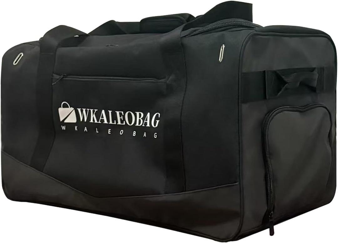 Extra Large 80-Liter Heavy-Duty Water-Repellent Duffle Bag, perfect for travel, fitness, gear, and home organization. Color: Black. Size: 26"X14"X14"(80L)