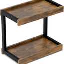 MARTY 2 Tier 15.75"x8.9" Large Countertop Shelf Organizer Spice Rack, Coffee Station Organizer for Mugs Cups, Wooden Shelf Desktop Storage Organizer for Kitchen Bathroom Home Office (Rustic Brown)