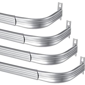 Wesiti 4 Packs Curtain Single Rods Bulk for Windows Adjustable Tension Rod for Door Kitchen Valance Sash Curtains, Bracket and Hardware Included(36-60 Inch,Silver)