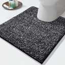 Yimobra Toilet Rugs U Shaped Washable, Soft Absorbent Microfiber Bathroom Rugs, Non Slip Quick Drying Shaggy Bath Mat,Contour Bathroom Mats for Toilet Base, Home Essentials,24x20,Black and White