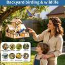 Bird House for Outdoors, 4-Hole Hanging Birdhouse, Bluebird House with Stainless Steel Feeding Tray, Cedar Wood Nesting Box for Wrens, Chickadees and Swallows