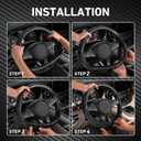 SEG Direct Car Steering Wheel Cover Universal Standard-Size 14 1/2"-15" Leather with Carbon Fiber Pattern Black