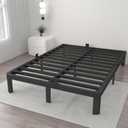 ITIMIDI 10 Inch Bed Frame King Size with Metal Gaskets, No Box Spring Needed, Heavy Duty Steel Support 3000 LBS, DIY Headboard, Anti-Slip Mattress Stopper, Round Corner Leg, Easy Assembly, Black