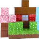 32PCS Pixel Theme Treat Boxes for Game Theme Birthday Decorations, Video Game Party Supplies and Favor Boxes with 9 Designs, Pre-Folded Paper Cubes for teenagers DIY Birthday Party