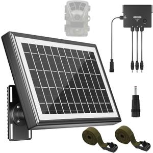 SUNAPEX Solar Panel for Trail Camera, Solar Battery Charger with Controller and Built-in 7500mA Battery, DC 6V/9V/12V Output, for Trail Camera Hunting Accessory (6W Solar Panel Kit)