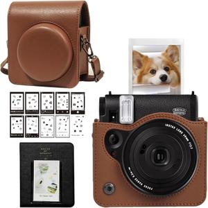 2 x CAIYOULE Camera Case for Fujifilm Instax Mini 99 Instant Camera Bag With Photo Album and Photo Border Sticker - Brown